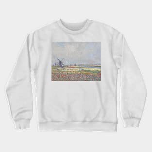 Tulip Fields near The Hague by Claude Monet Crewneck Sweatshirt